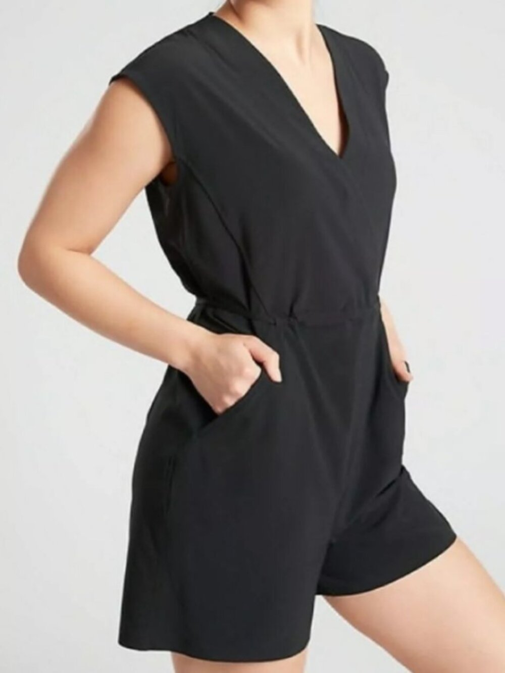 Athleta Black Sleeveless V-Neck Romper